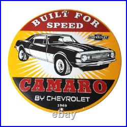 Vintage Chevrolet Sign Camaro Automobile Motors Gas Pump Porcelain Sign