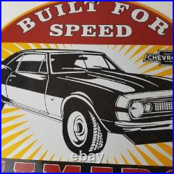 Vintage Chevrolet Sign Camaro Automobile Motors Gas Pump Porcelain Sign