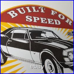 Vintage Chevrolet Sign Camaro Automobile Motors Gas Pump Porcelain Sign