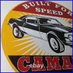 Vintage Chevrolet Sign Camaro Automobile Motors Gas Pump Porcelain Sign