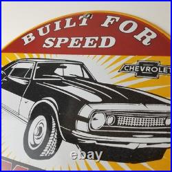 Vintage Chevrolet Sign Camaro Automobile Motors Gas Pump Porcelain Sign