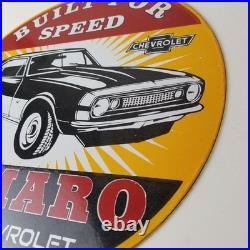 Vintage Chevrolet Sign Camaro Automobile Motors Gas Pump Porcelain Sign