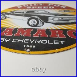 Vintage Chevrolet Sign Camaro Automobile Motors Gas Pump Porcelain Sign
