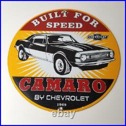 Vintage Chevrolet Sign Camaro Automobile Motors Gas Pump Porcelain Sign