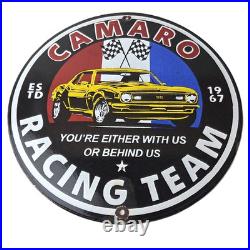 Vintage Chevrolet Sign Camaro Automobile Racing Team Motors Porcelain Sign