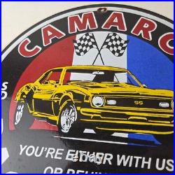 Vintage Chevrolet Sign Camaro Automobile Racing Team Motors Porcelain Sign