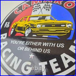 Vintage Chevrolet Sign Camaro Automobile Racing Team Motors Porcelain Sign
