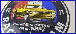 Vintage Chevrolet Sign Camaro Automobile Racing Team Motors Porcelain Sign