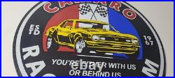 Vintage Chevrolet Sign Camaro Automobile Racing Team Motors Porcelain Sign