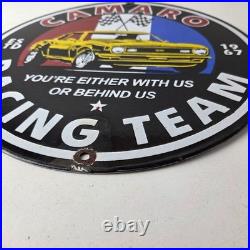 Vintage Chevrolet Sign Camaro Automobile Racing Team Motors Porcelain Sign