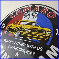 Vintage Chevrolet Sign Camaro Automobile Racing Team Motors Porcelain Sign