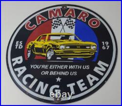 Vintage Chevrolet Sign Camaro Automobile Racing Team Motors Porcelain Sign