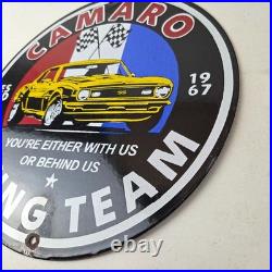 Vintage Chevrolet Sign Camaro Automobile Racing Team Motors Porcelain Sign
