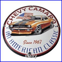 Vintage Chevrolet Sign Chevy Camaro Automobile Gas Pump Porcelain Ad Sign