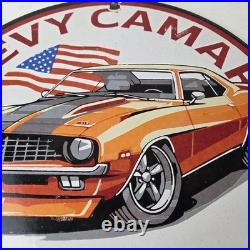 Vintage Chevrolet Sign Chevy Camaro Automobile Gas Pump Porcelain Ad Sign