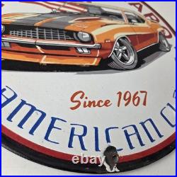 Vintage Chevrolet Sign Chevy Camaro Automobile Gas Pump Porcelain Ad Sign