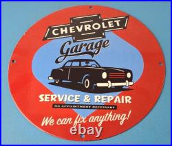 Vintage Chevrolet Sign Garage Automobile Motors Repairs Porcelain Sign