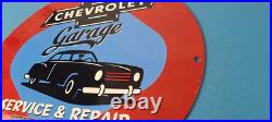 Vintage Chevrolet Sign Garage Automobile Motors Repairs Porcelain Sign