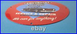 Vintage Chevrolet Sign Garage Automobile Motors Repairs Porcelain Sign