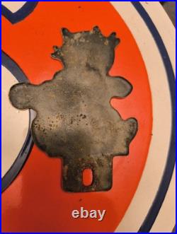 Vintage Chevrolet Sign Gas Felix Auto Porcelain License Plate Topper