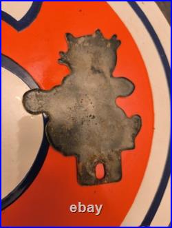 Vintage Chevrolet Sign Gas Felix Auto Porcelain License Plate Topper