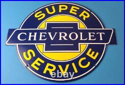 Vintage Chevrolet Sign Porcelain Bow-Tie Sign Gas Pump Garage Shop Auto Sign