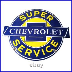Vintage Chevrolet Sign Porcelain Bow-Tie Sign Gas Pump Garage Shop Auto Sign