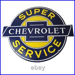 Vintage Chevrolet Sign Porcelain Bow-Tie Sign Gas Pump Garage Shop Auto Sign