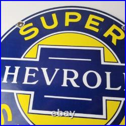 Vintage Chevrolet Sign Porcelain Bow-Tie Sign Gas Pump Garage Shop Auto Sign