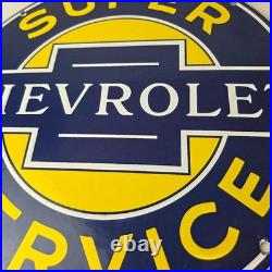 Vintage Chevrolet Sign Porcelain Bow-Tie Sign Gas Pump Garage Shop Auto Sign