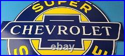 Vintage Chevrolet Sign Porcelain Bow-Tie Sign Gas Pump Garage Shop Auto Sign