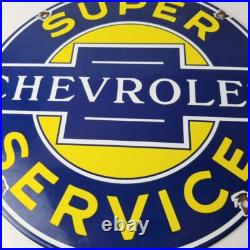 Vintage Chevrolet Sign Porcelain Bow-Tie Sign Gas Pump Garage Shop Auto Sign