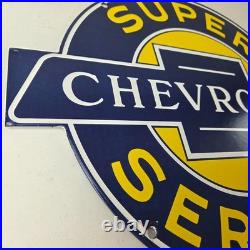 Vintage Chevrolet Sign Porcelain Bow-Tie Sign Gas Pump Garage Shop Auto Sign