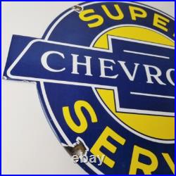 Vintage Chevrolet Sign Porcelain Bow-Tie Sign Gas Pump Garage Shop Auto Sign