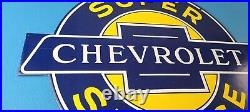 Vintage Chevrolet Sign Porcelain Bow-Tie Sign Gas Pump Garage Shop Auto Sign