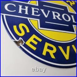 Vintage Chevrolet Sign Porcelain Bow-Tie Sign Gas Pump Garage Shop Auto Sign