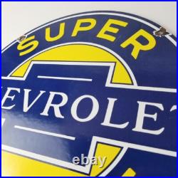 Vintage Chevrolet Sign Porcelain Bow-Tie Sign Gas Pump Garage Shop Auto Sign