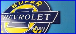 Vintage Chevrolet Sign Porcelain Bow-Tie Sign Gas Pump Garage Shop Auto Sign