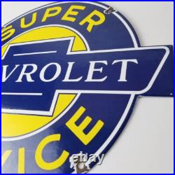 Vintage Chevrolet Sign Porcelain Bow-Tie Sign Gas Pump Garage Shop Auto Sign