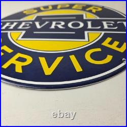 Vintage Chevrolet Sign Porcelain Bow-Tie Sign Gas Pump Garage Shop Auto Sign