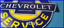 Vintage Chevrolet Sign Porcelain Bow-Tie Sign Gas Pump Garage Shop Auto Sign