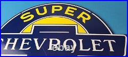 Vintage Chevrolet Sign Porcelain Bow-Tie Sign Gas Pump Garage Shop Auto Sign