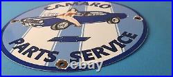 Vintage Chevrolet Sign Porcelain Camaro 69 SS Gas Pump Auto Pinup Girl Sign