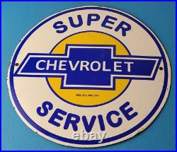 Vintage Chevrolet Sign Super Service Automobile Motors Gas Pump Porcelain Sign