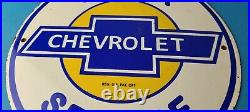 Vintage Chevrolet Sign Super Service Automobile Motors Gas Pump Porcelain Sign