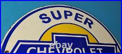 Vintage Chevrolet Sign Super Service Automobile Motors Gas Pump Porcelain Sign