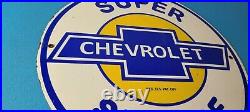 Vintage Chevrolet Sign Super Service Automobile Motors Gas Pump Porcelain Sign