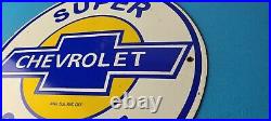 Vintage Chevrolet Sign Super Service Automobile Motors Gas Pump Porcelain Sign