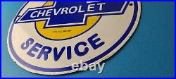 Vintage Chevrolet Sign Super Service Automobile Motors Gas Pump Porcelain Sign