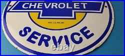 Vintage Chevrolet Sign Super Service Automobile Motors Gas Pump Porcelain Sign